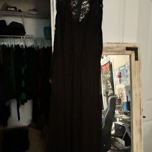 Long black lace dress